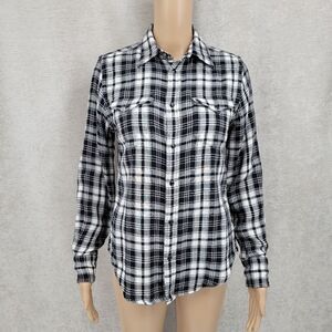 Polo Ralph Lauren Black White Plaid Vintage Western Pearl Snap Shirt Women's